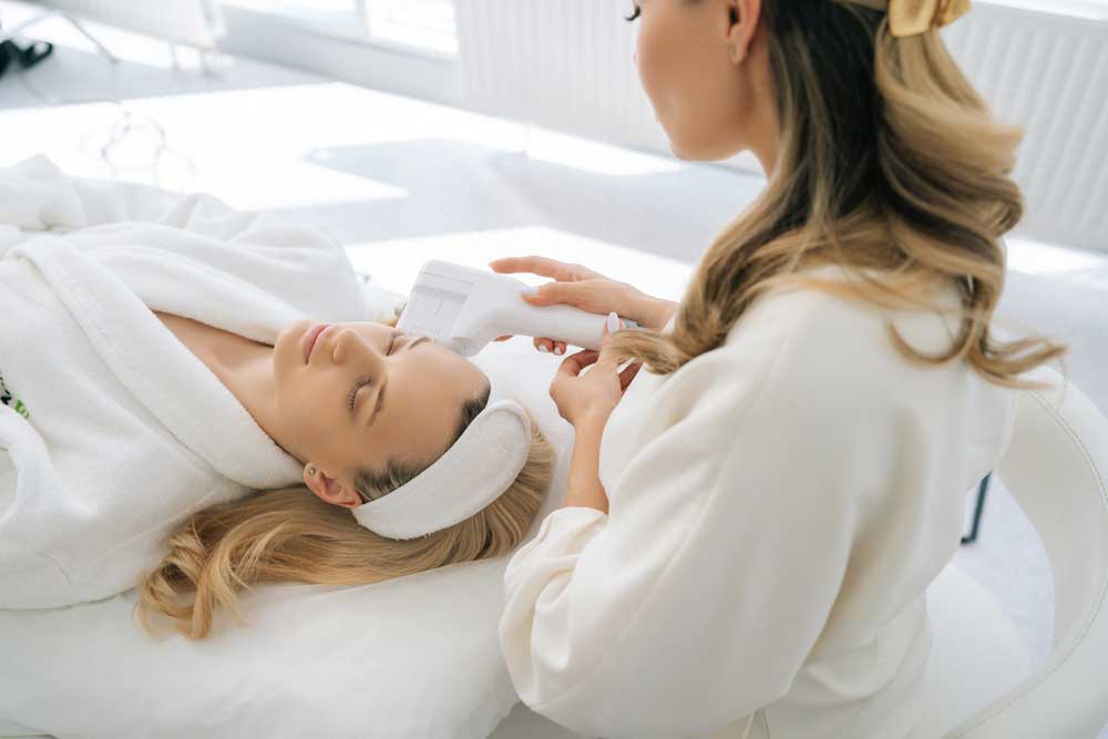 patient with skin tightening treatment